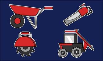 Construction equipment sticker icons vector