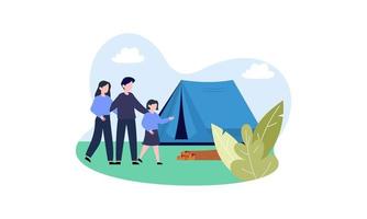 Happy family recreation active illustration. Summer weekend river family vector