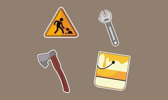 Construction equipment sticker icons vector
