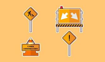 Construction equipment sticker icons vector