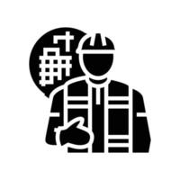 engineer construction glyph icon vector illustration