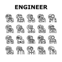 engineer technology work man icons set vector