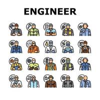 engineer technology work man icons set vector