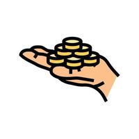 growth coin hand color icon vector illustration