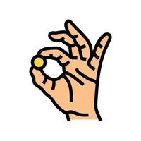 rich coin hand color icon vector illustration