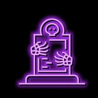 grave zombie monster neon glow icon illustration vector