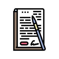 contract document paper color icon vector illustration