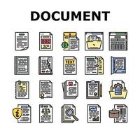 document paper file business page icons set vector