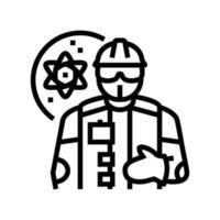 nuclear ingeniero trabajador línea icono vector ilustración