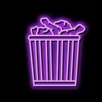 bucket chicken fried neon glow icon illustration vector