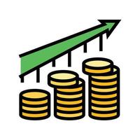 growth trend gold coin color icon vector illustration