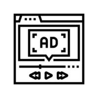 vídeo publicidad línea icono vector ilustración