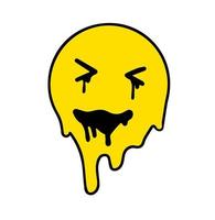 Acid smile face. Psychedelic symbol of rave and techno. Funny sticker for crazy print. vector