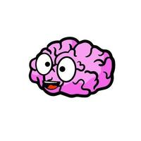 Brain icon in hand drawn doodle style. Reflection and thoughts. Internal organ of the head. Cartoon illustration vector