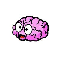 Brain icon in hand drawn doodle style. Reflection and thoughts. Internal organ of the head. Cartoon illustration vector