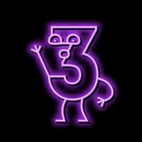 three number character neon glow icon illustration vector