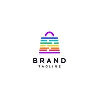 Simple shopping Bag with Colorful Stripes Logo Design. Sales or market technology that makes it easy for customers to quickly find their daily needs. vector