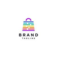 Simple shopping Bag with Colorful Stripes Logo Design. Sales or market technology that makes it easy for customers to quickly find their daily needs. vector