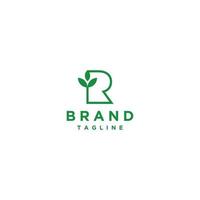 Simple Letter R and Leaf Icon Logo Design. Minimalist logo design with an initial outline of the letter R with a leaf icon on the side. vector