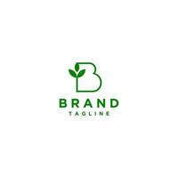 Simple Letter B and Leaf Icon Logo Design. Minimalist logo design with an initial outline of the letter B with a leaf icon on the side. vector