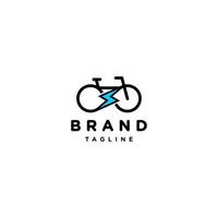 Playful Electric Bike Logo Design. Bicycle template logo icon with an electric symbol between the two wheels. vector