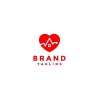 Template Logo About Home Health And Its Residents Is Described With A Cardiogram Chart Forming The House Inside The Heart Icon. vector