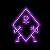 rhombus geometric shape character neon glow icon illustration vector