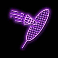 action shuttlecock racket neon glow icon illustration vector