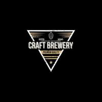 Triangle shape craft brewery logo design, best for brew house, bar, pub, brewing company branding and identity vector