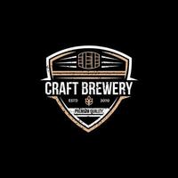Premium Shield craft brewery logo design, best for brew house, bar, pub, brewing company branding and identity vector