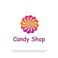 Candy shop logo design vector, circle lollipop logo inspiration vector