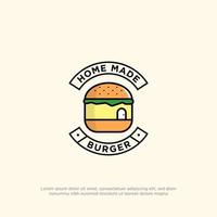 Fresco hecho en casa hamburguesa logo diseños, comida y bebidas logo dibujos animados vector