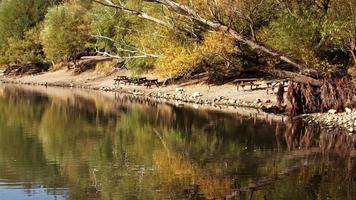 di legno rilassamento tavoli di il lago video