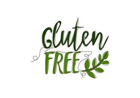 uno continuo línea dibujo de eco natural orgánico comida tipografía citar - gluten gratis. caligráfico diseño para imprimir, tarjeta, etiqueta, bandera, póster. soltero línea dibujar diseño gráfico vector ilustración