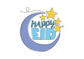 soltero continuo línea dibujo de contento eid Alabama fitr Mubarak y Ramadán kareem concepto. islámico fiesta caligráfico diseño para imprimir, saludo tarjeta, bandera, póster. uno línea dibujar diseño ilustración vector