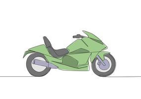 uno soltero línea dibujo de lujo grande moto logo. deporte motocicleta concepto. continuo línea dibujar diseño vector ilustración