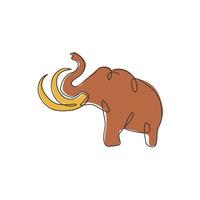 Single continuous line drawing of big mammoth corporate logo identity. Ancient animal from ice age icon concept. Trendy one line draw design graphic vector illustration