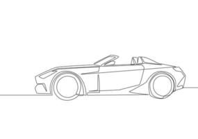 continuo línea dibujo de reunión y carreras lujo deportivo coche. súper coche vehículo transporte concepto. uno soltero continuo línea dibujar diseño vector