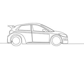 One line drawing of small modern hatchback car. Urban city vehicle transportation concept. Single continuous line draw design vector