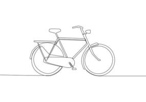 Single continuous line drawing of old classic roadster bicycle. Vintage bike concept. One line draw design vector illustration