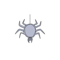 un dibujo de línea continua de la araña saca la web para la identidad del logotipo de la empresa. lindo concepto de animal insecto para el icono de amante de las mascotas. Ilustración gráfica de vector de diseño de dibujo de línea única de moda