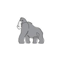 dibujo de línea continua única de gorila para la identidad del logotipo del zoológico nacional. concepto de mascota de retrato de primate animal para el icono del club de equipo e-sport. Ilustración de vector gráfico de diseño de dibujo de una línea de moda