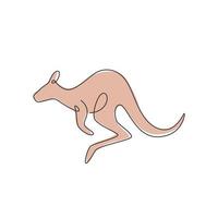 Single continuous line drawing of adorable jumping kangaroo for national zoo logo identity. Australian animal mascot concept for travel tourism campaign icon. One line draw design vector illustration