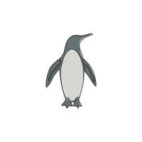 dibujo de línea continua única de adorable pingüino para la identidad del logotipo de la empresa. concepto de mascota de pájaro animal ártico para niños producto estacionario. Ilustración gráfica de vector de diseño de dibujo de una línea
