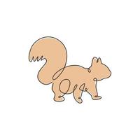 One single line drawing of cute squirrel for company logo identity. Business corporation icon concept from funny rodent animal shape. Modern continuous line vector draw design graphic illustration