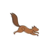 Single continuous line drawing of luxury squirrel for corporation logo identity. Company icon concept from chipmunk animal shape. Modern one line draw vector design graphic illustration