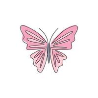 un dibujo de una sola línea de una hermosa mariposa para la identidad del logotipo de la empresa. concepto de icono de negocio de salud de salón y spa de forma animal. Ilustración de diseño de vector gráfico de dibujo de línea continua