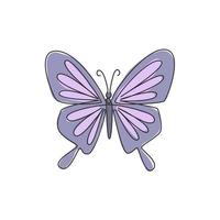 un dibujo de línea continua de elegante mariposa para la identidad del logotipo de la empresa. Salón de belleza y masaje concepto de icono empresarial de forma animal insecto. gráfico de ilustración de vector de diseño de dibujo de una sola línea