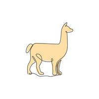 dibujo de línea continua única de llama adorable para la identidad del logotipo de la corporación. concepto de icono de empresa de forma animal mamífero. Ilustración gráfica de diseño vectorial de dibujo dinámico de una línea vector