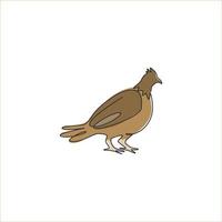 dibujo de línea continua única de lindo pájaro urogallo para la identidad del logotipo de la empresa. concepto de mascota del festival de aves de juego para el icono de la cultura del Reino Unido. Ilustración gráfica de vector de diseño de dibujo de una línea moderna